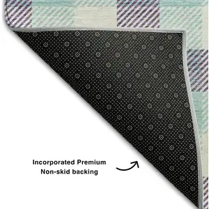 Photo of Purple Ivory And Blue Plaid Washable Area Rug With UV Protection