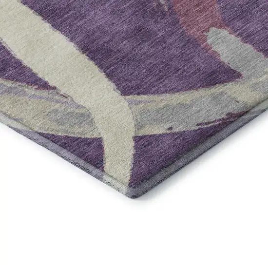 Purple Ivory And Blush Abstract Washable Area Rug With UV Protection Photo 7