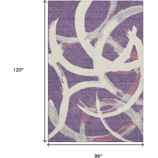Purple Ivory And Blush Abstract Washable Area Rug With UV Protection Photo 8