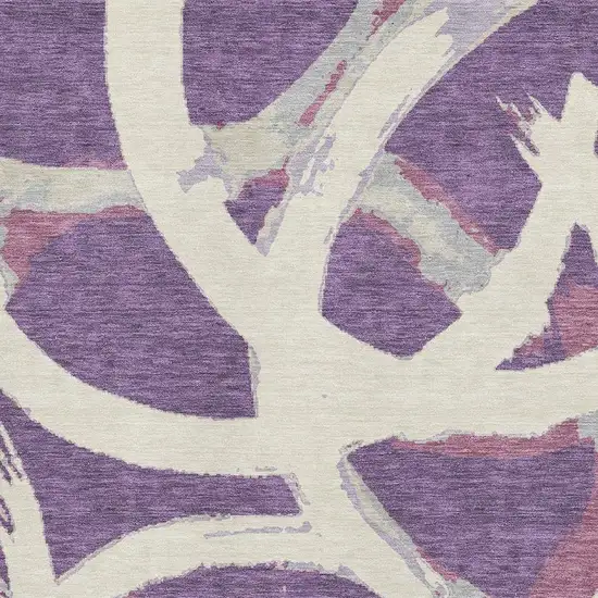 Purple Ivory And Blush Abstract Washable Area Rug With UV Protection Photo 2