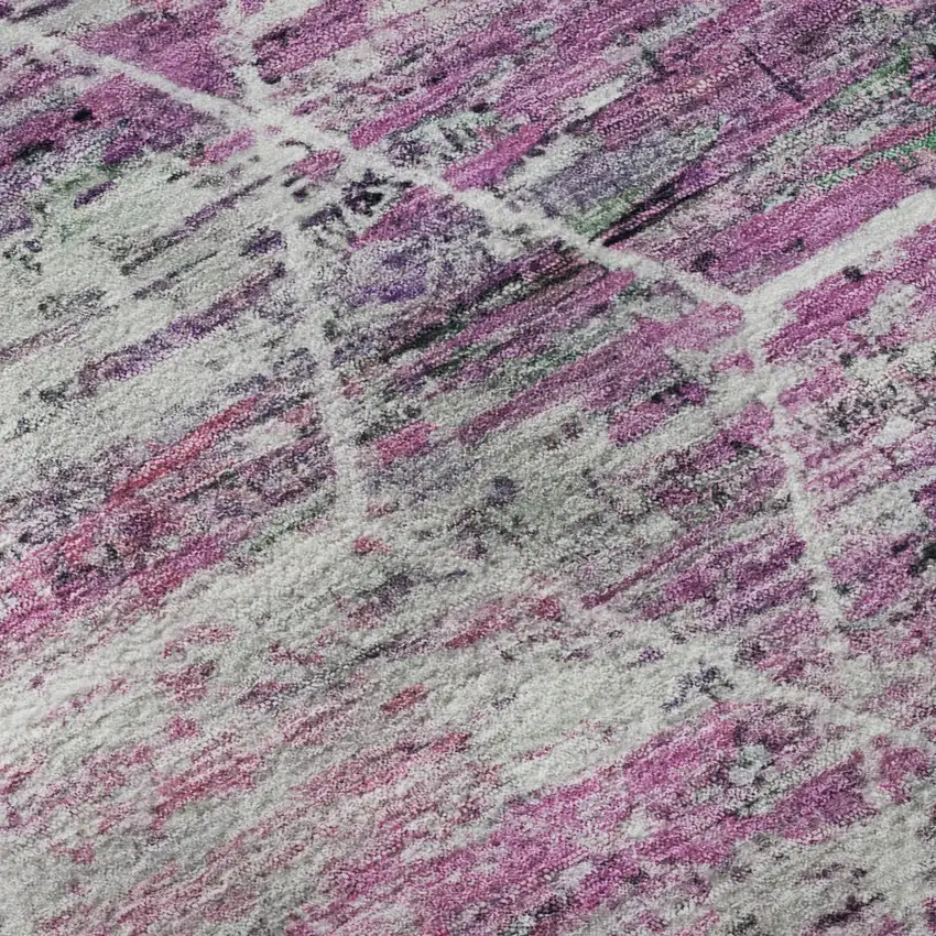 Purple Ivory And Blush Geometric Washable Area Rug With UV Protection Photo 9