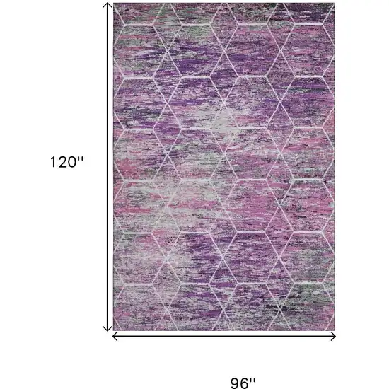 Purple Ivory And Blush Geometric Washable Area Rug With UV Protection Photo 9