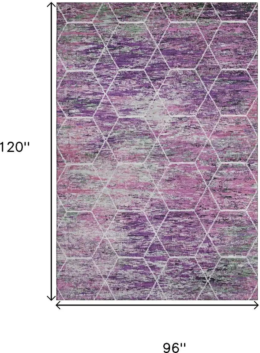 Purple Ivory And Blush Geometric Washable Area Rug With UV Protection Photo 9