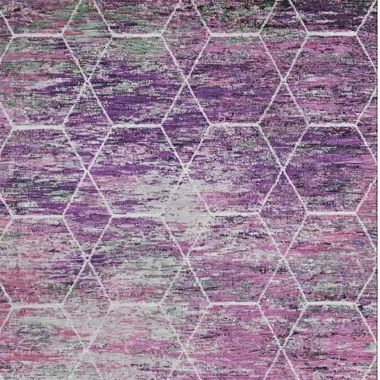 Purple Ivory And Blush Geometric Washable Area Rug With UV Protection Photo 3