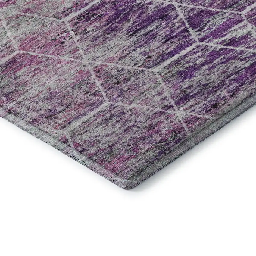 Purple Ivory And Blush Geometric Washable Area Rug With UV Protection Photo 7