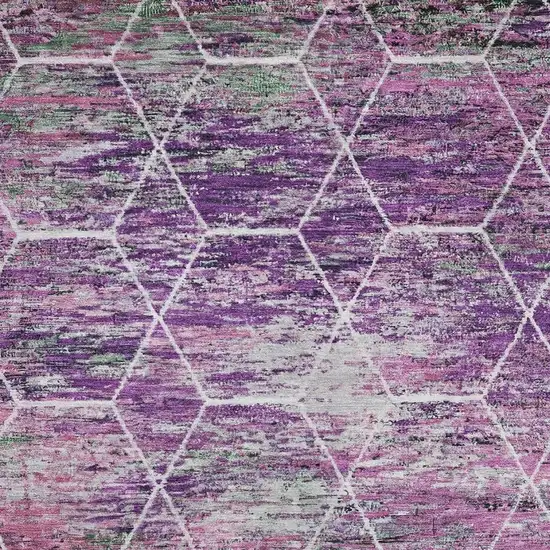 Purple Ivory And Blush Geometric Washable Area Rug With UV Protection Photo 2