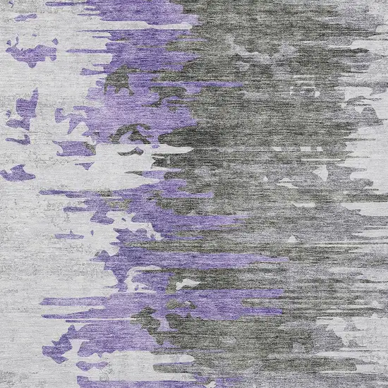 Purple Ivory And Charcoal Abstract Washable Indoor Outdoor Area Rug Photo 4