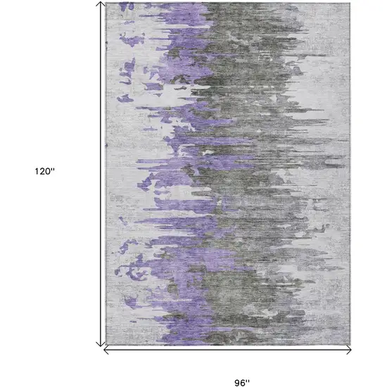 Purple Ivory And Charcoal Abstract Washable Indoor Outdoor Area Rug Photo 3