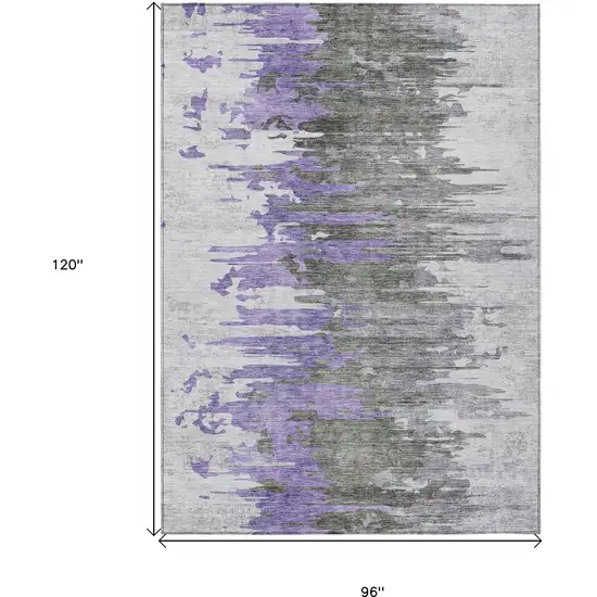 Purple Ivory And Charcoal Abstract Washable Indoor Outdoor Area Rug Photo 3