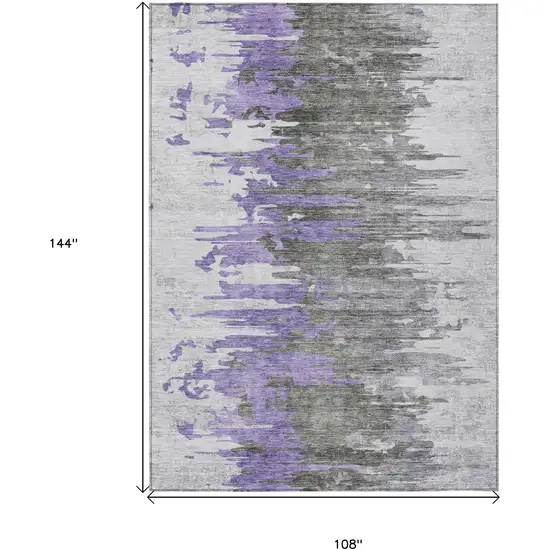 Purple Ivory And Charcoal Abstract Washable Indoor Outdoor Area Rug Photo 3