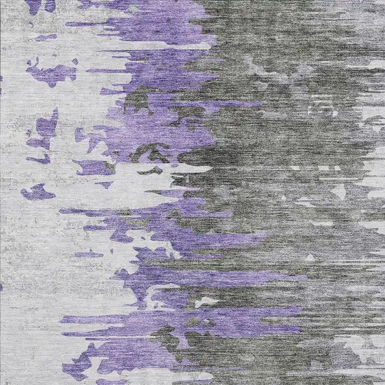 Purple Ivory And Charcoal Abstract Washable Indoor Outdoor Area Rug Photo 4