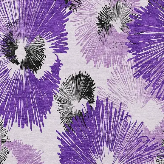 Purple Ivory And Charcoal Floral Washable Indoor Outdoor Area Rug Photo 4