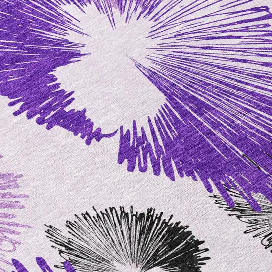 Purple Ivory And Charcoal Floral Washable Indoor Outdoor Area Rug Photo 6