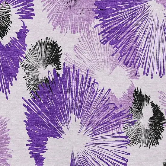 Purple Ivory And Charcoal Floral Washable Indoor Outdoor Area Rug Photo 4