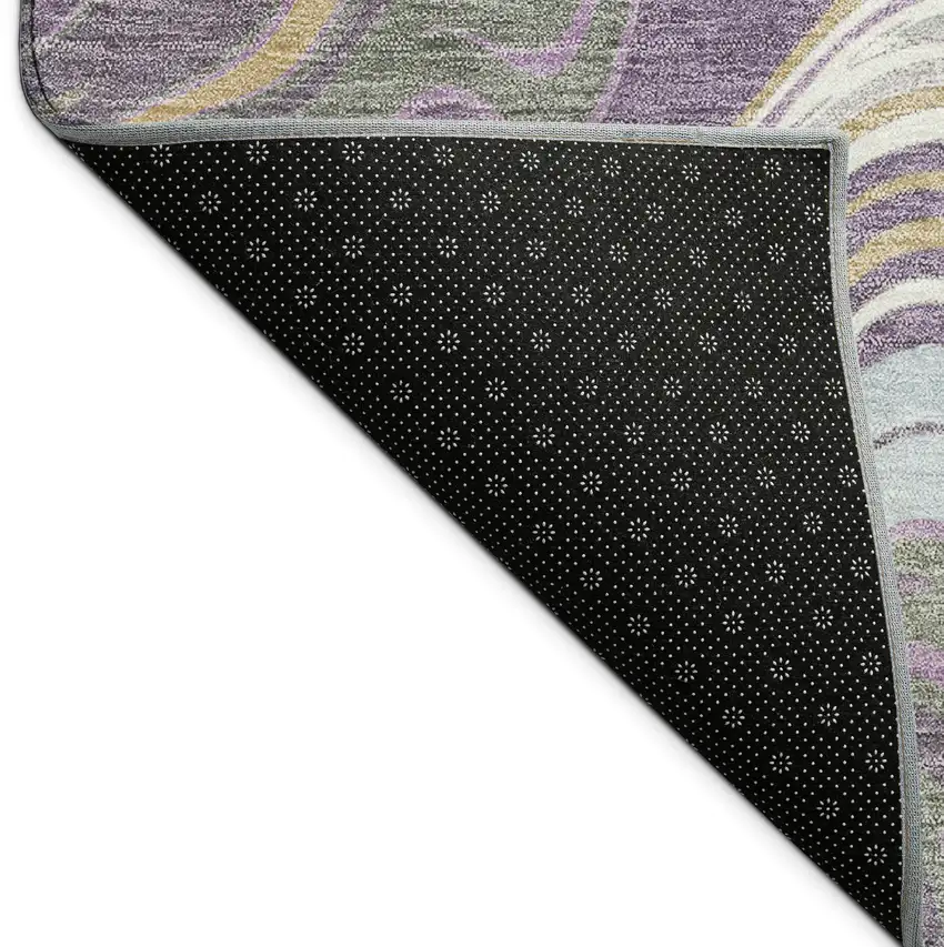 Purple Ivory And Gold Abstract Washable Indoor Outdoor Area Rug Photo 9