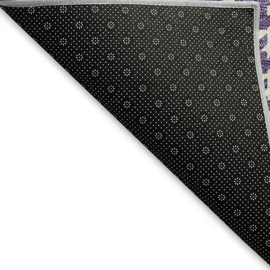 Purple Ivory And Gold Plaid Washable Area Rug With UV Protection Photo 3