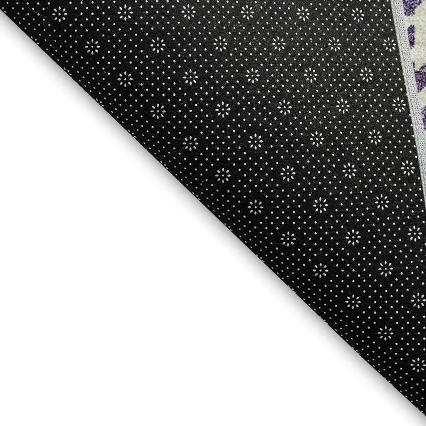 Purple Ivory And Gold Plaid Washable Area Rug With UV Protection Photo 2