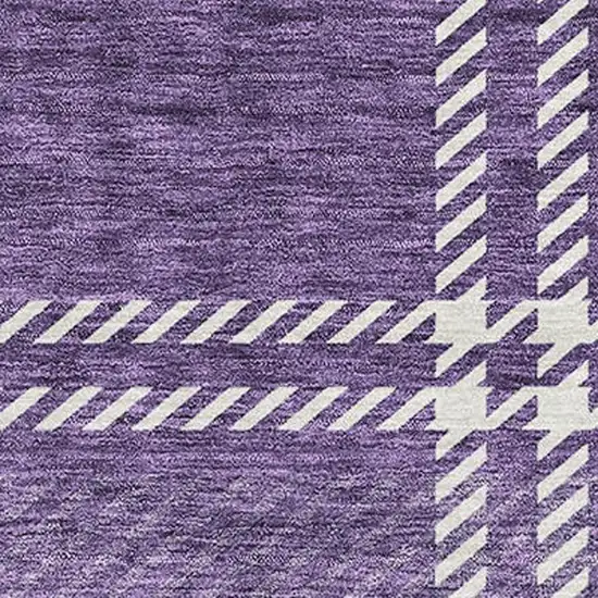 Purple Ivory And Gold Plaid Washable Area Rug With UV Protection Photo 8