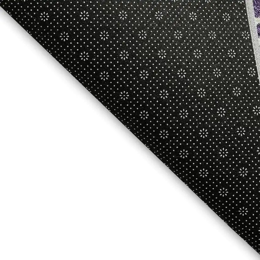 Purple Ivory And Gold Plaid Washable Area Rug With UV Protection Photo 2