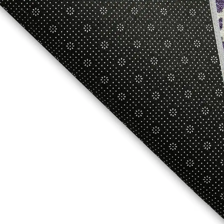 Purple Ivory And Gold Plaid Washable Area Rug With UV Protection Photo 2