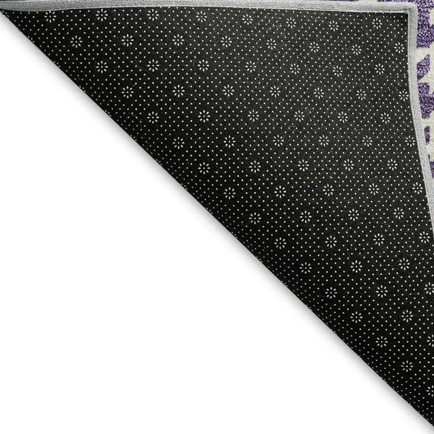 Purple Ivory And Gold Plaid Washable Area Rug With UV Protection Photo 3