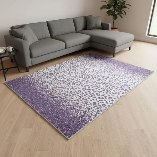 Purple Ivory And Gold Plaid Washable Area Rug With UV Protection Photo 2