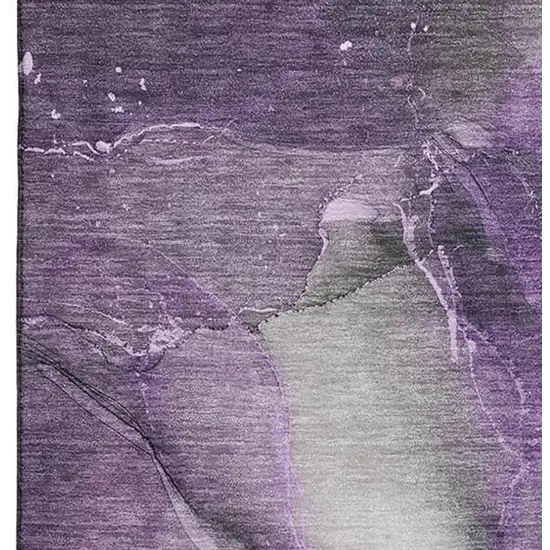 Purple Ivory And Gray Abstract Washable Area Rug With UV Protection Photo 4