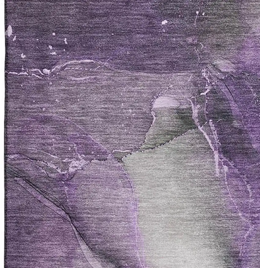 Purple Ivory And Gray Abstract Washable Area Rug With UV Protection Photo 4