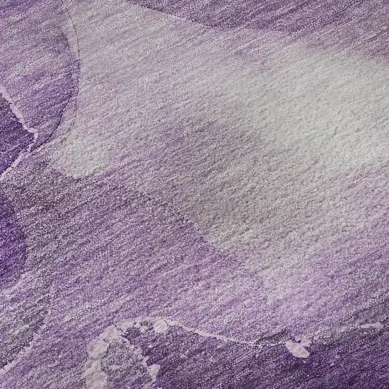 Purple Ivory And Gray Abstract Washable Area Rug With UV Protection Photo 9