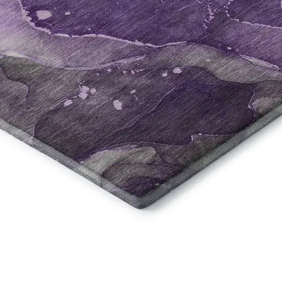 Purple Ivory And Gray Abstract Washable Area Rug With UV Protection Photo 7