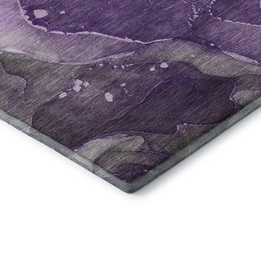 Purple Ivory And Gray Abstract Washable Area Rug With UV Protection Photo 7