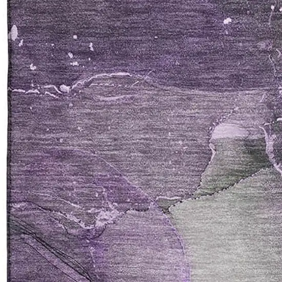Purple Ivory And Gray Abstract Washable Area Rug With UV Protection Photo 3