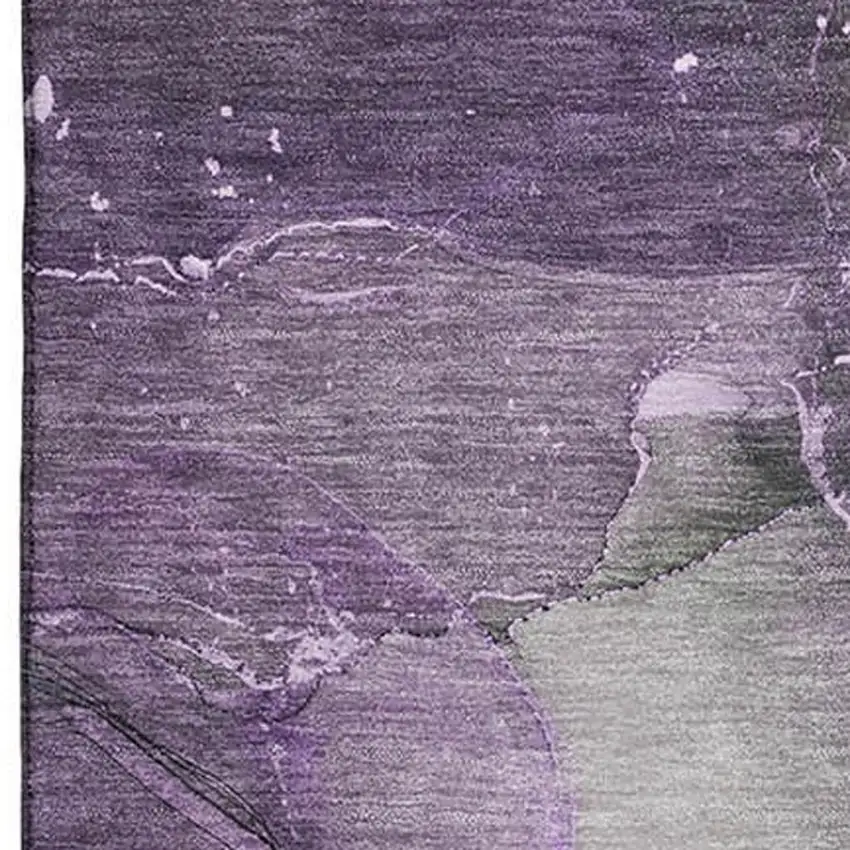 Purple Ivory And Gray Abstract Washable Area Rug With UV Protection Photo 3