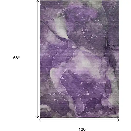 Purple Ivory And Gray Abstract Washable Area Rug With UV Protection Photo 3