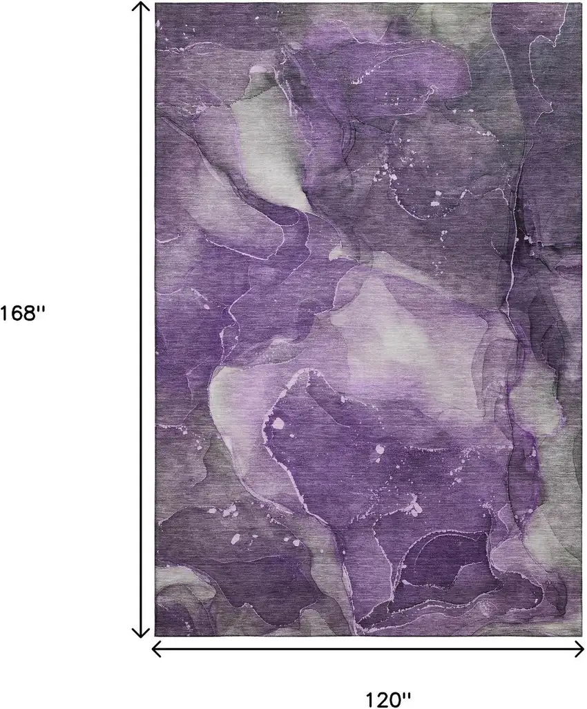 Purple Ivory And Gray Abstract Washable Area Rug With UV Protection Photo 3