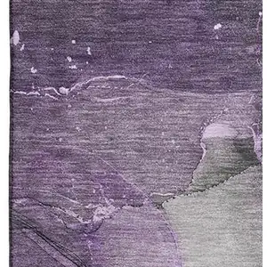 Photo of Purple Ivory And Gray Abstract Washable Area Rug With UV Protection