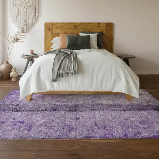 Purple Ivory And Gray Abstract Washable Area Rug With UV Protection Photo 3