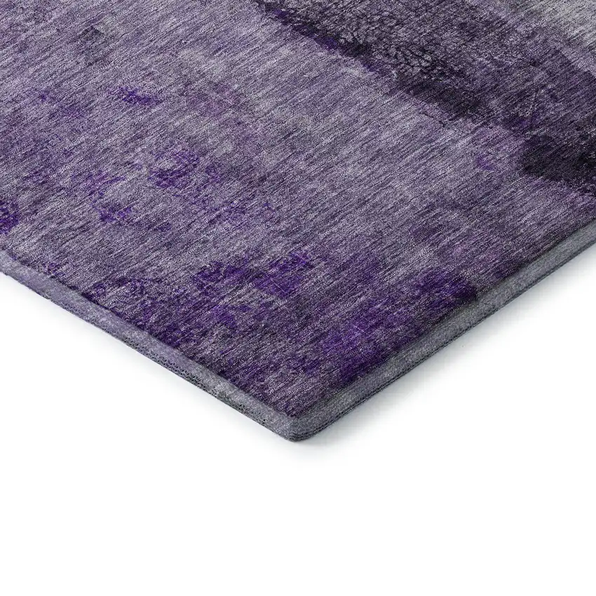 Purple Ivory And Gray Abstract Washable Area Rug With UV Protection Photo 5