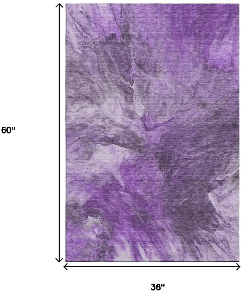 Purple Ivory And Gray Abstract Washable Area Rug With UV Protection Photo 7