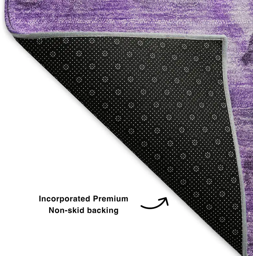 Purple Ivory And Gray Abstract Washable Area Rug With UV Protection Photo 7