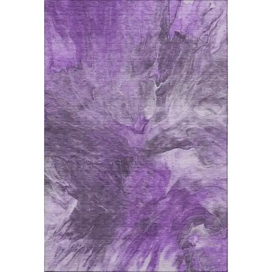 Purple Ivory And Gray Abstract Washable Area Rug With UV Protection Photo 4