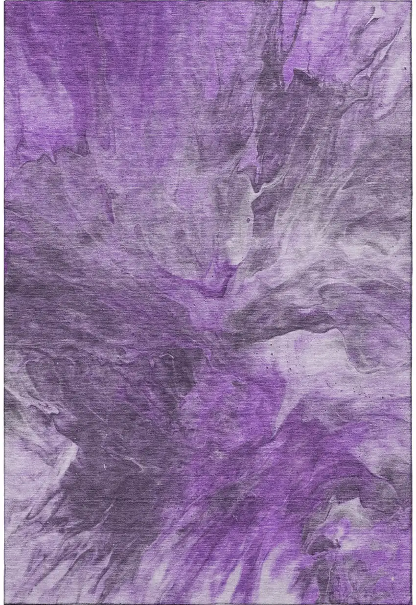 Purple Ivory And Gray Abstract Washable Area Rug With UV Protection Photo 3