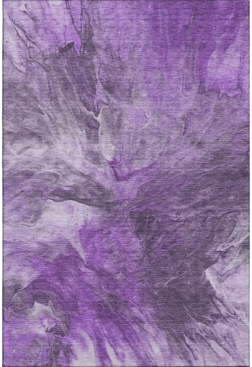 Purple Ivory And Gray Abstract Washable Area Rug With UV Protection Photo 8