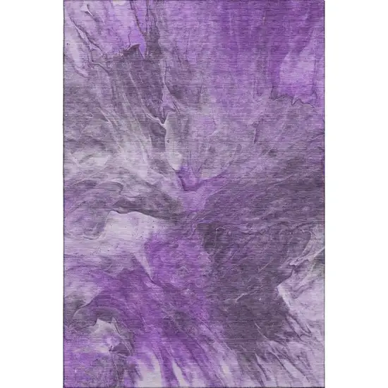 Purple Ivory And Gray Abstract Washable Area Rug With UV Protection Photo 1