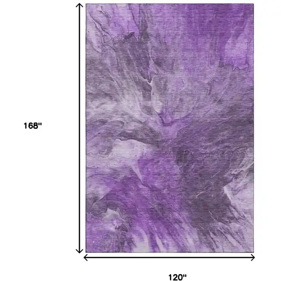 Purple Ivory And Gray Abstract Washable Area Rug With UV Protection Photo 7