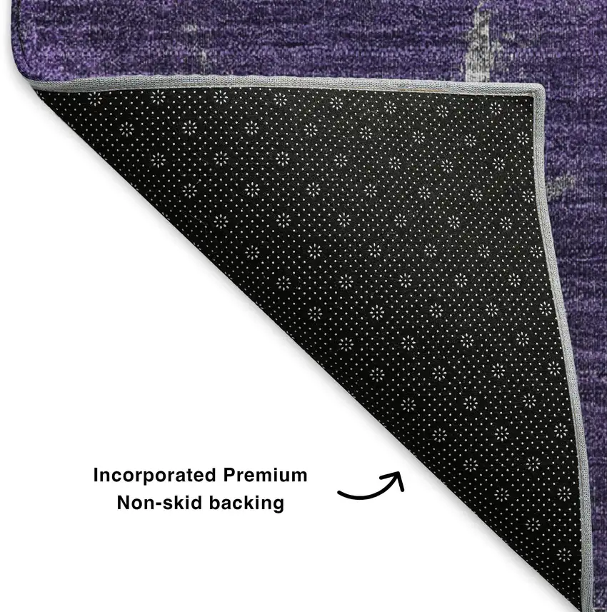 Purple Ivory And Gray Abstract Washable Area Rug With UV Protection Photo 7