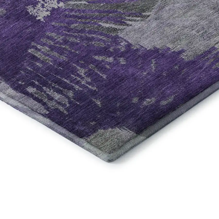 Purple Ivory And Gray Abstract Washable Area Rug With UV Protection Photo 8