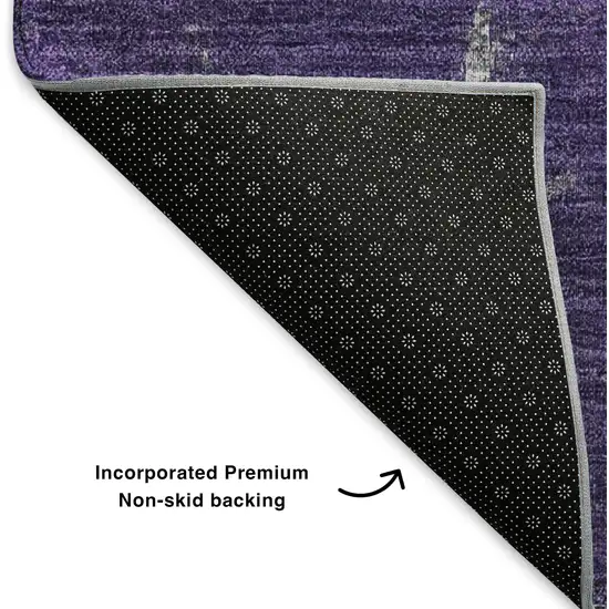 Purple Ivory And Gray Abstract Washable Area Rug With UV Protection Photo 7