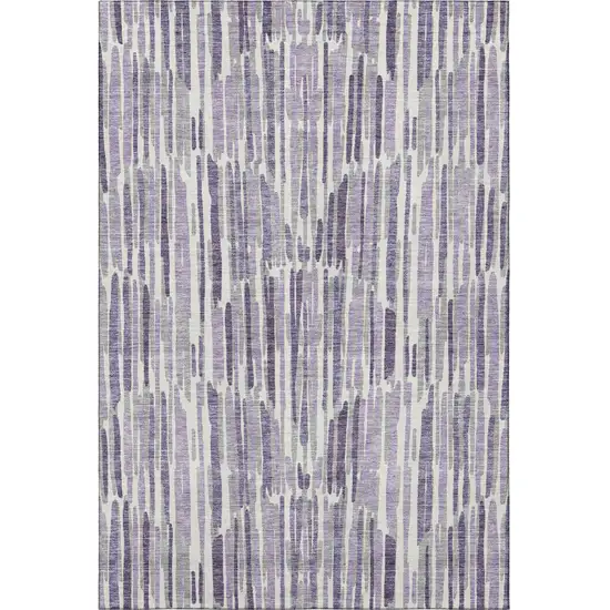 Purple Ivory And Gray Abstract Washable Area Rug With UV Protection Photo 4