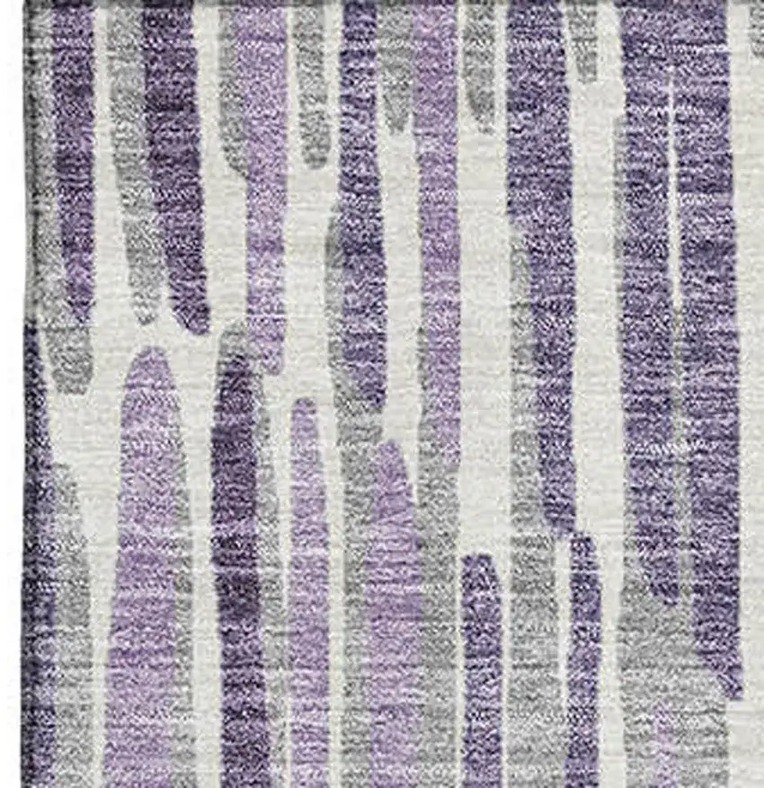 Purple Ivory And Gray Abstract Washable Area Rug With UV Protection Photo 3